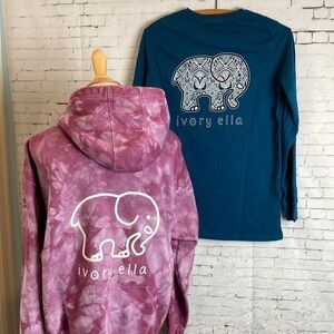 Ivory Ella Bundle: Oversized Hoodie Sweatshirt & Long Sleeved T-Shirt Comfy Cozy